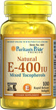 Puritan's Pride Vitamin E-400 iu Mixed Tocopherols Natural 400 IU / 100 Softgels / Item #000460 - Puritan's Pride Singapore
