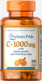 Puritan's Pride Vitamin C-1000 mg with Bioflavonoids & Rose Hips 1000 mg / 100 Caplets / Item #000690