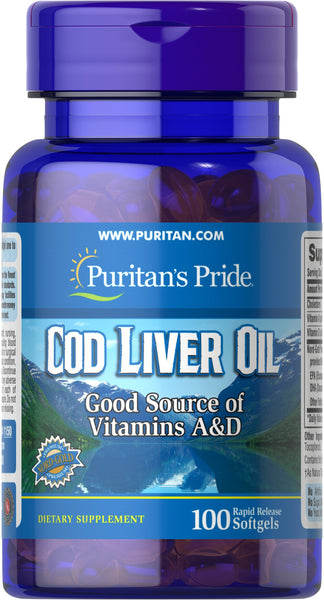 Puritan's Pride Cod Liver Oil 415 mg/ 100 Softgels / Item #001150