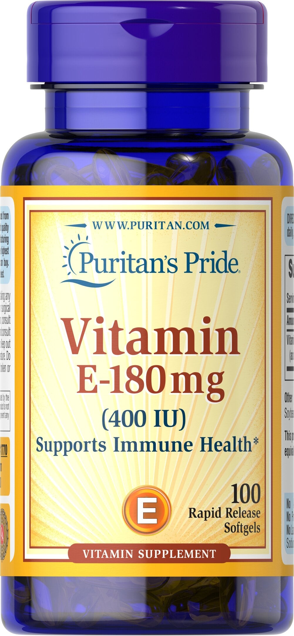Puritan's Pride Vitamin E-400 IU / 100 Softgels Item / #001770