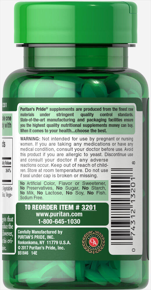Puritan's Pride Selenium 200 mcg / 100 Tablets / Item #003201