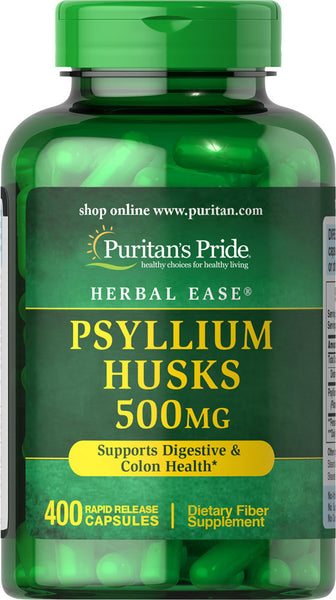 Puritan's Pride Psyllium Husks 500 mg / 400 Capsules / Item #003244 - Puritan's Pride Singapore
