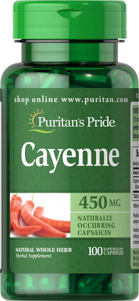 Puritan's Pride Cayenne (Capsicum) 450 mg / 100 Capsules / Item #003290 - Puritan's Pride Singapore
