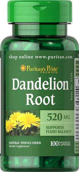 Puritan's Pride Dandelion Root 520 mg / 100 Capsules / Item #003320 - Puritan's Pride Singapore
