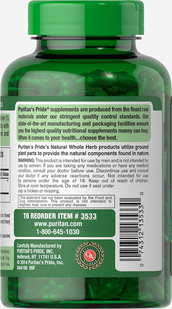 Puritan's Pride Saw Palmetto 450 mg 450 mg / 200 Capsules / Item #003533