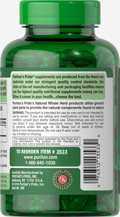 Puritan's Pride Saw Palmetto 450 mg 450 mg / 200 Capsules / Item #003533