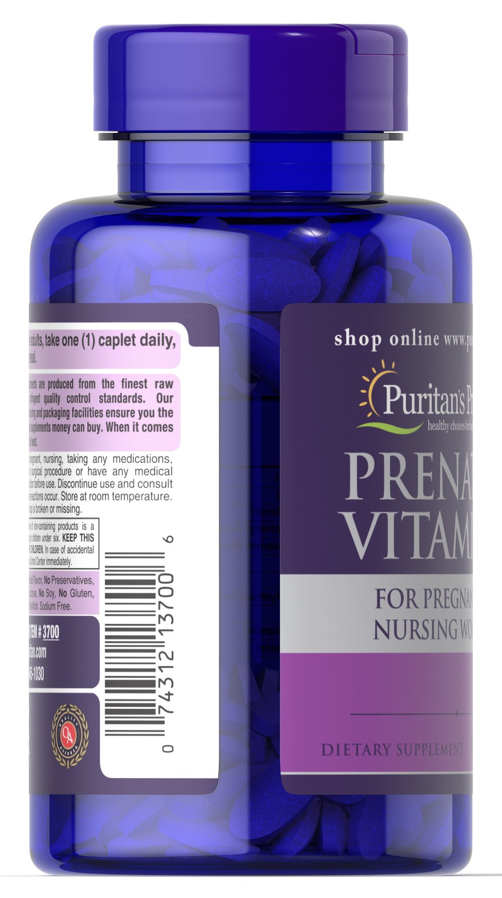 Puritan's Pride Prenatal Vitamins 100 Caplets / Item 003700 Puritan