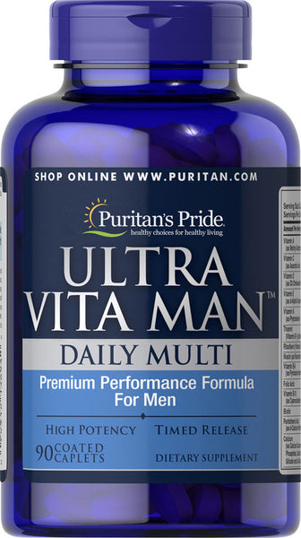 Puritan's Pride Ultra Vita Man™ Time Release 90 Caplets / Item #003894 - Puritan's Pride Singapore
