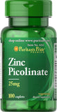 Puritan's Pride Zinc Picolinate 25 mg / 100 Caplets / Item #004261 - Puritan's Pride Singapore
