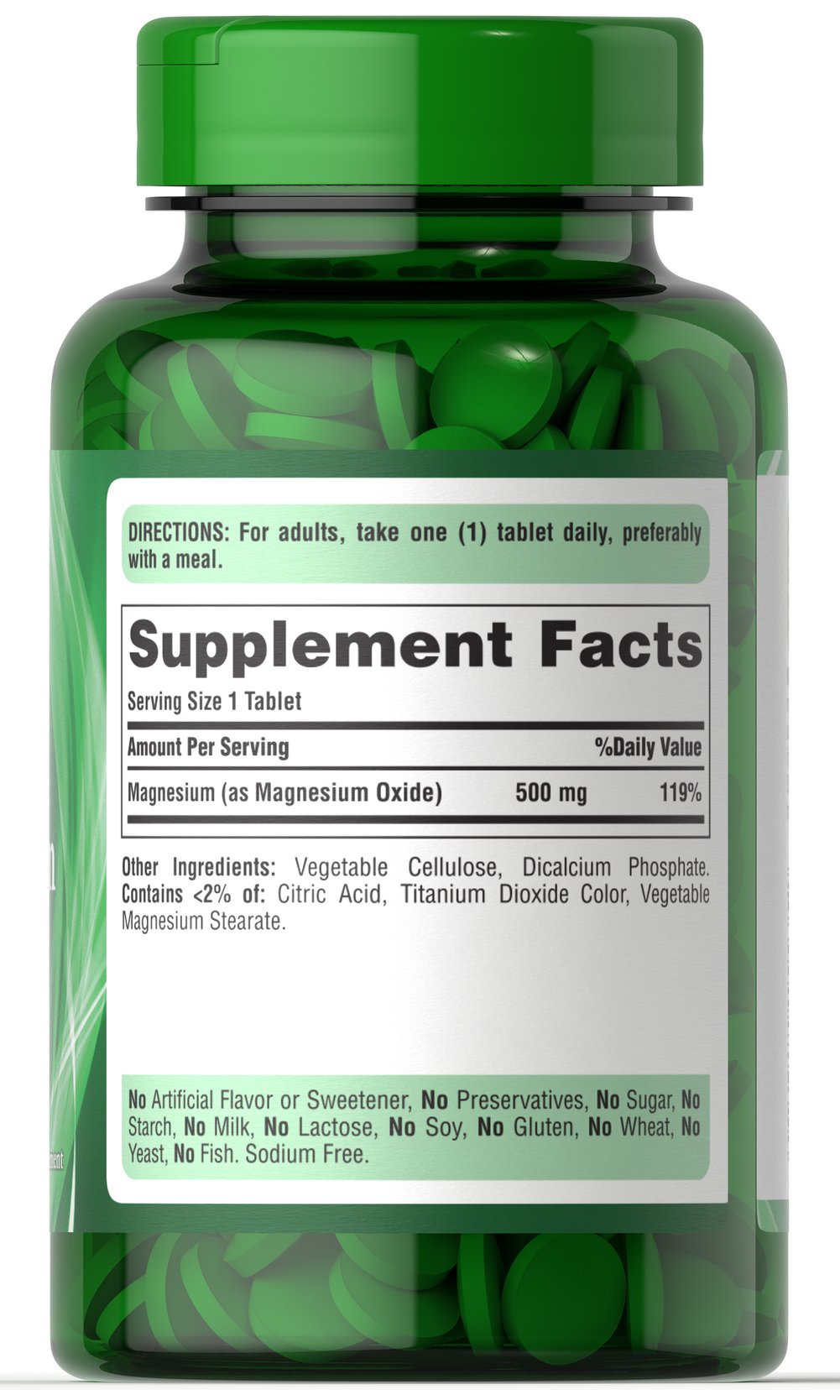 Puritan's Pride Magnesium 500 mg / 100 Tablets / Item #005535