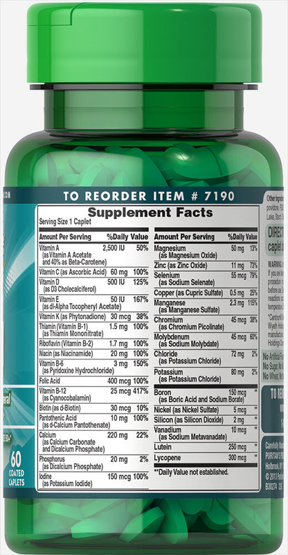Puritan's Pride ABC Plus® Senior Multivitamin Multi-Mineral Formula  60 Caplets / Item #007190