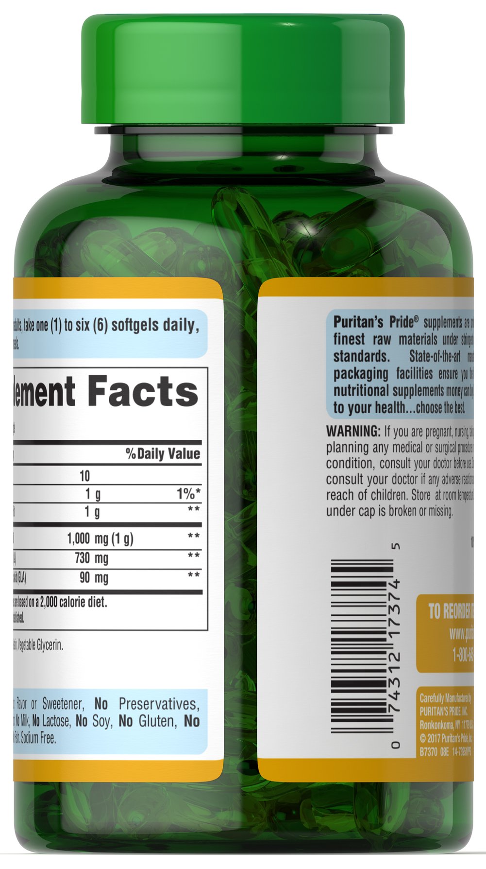 Puritan's Pride Evening Primrose Oil 1000 mg with GLA 1000 mg / 120 Softgels / Item #007374