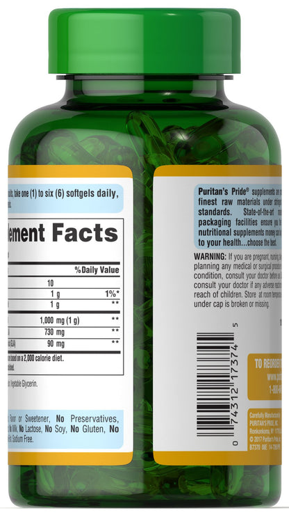 Puritan's Pride Evening Primrose Oil 1000 mg with GLA 1000 mg / 120 Softgels / Item #007374