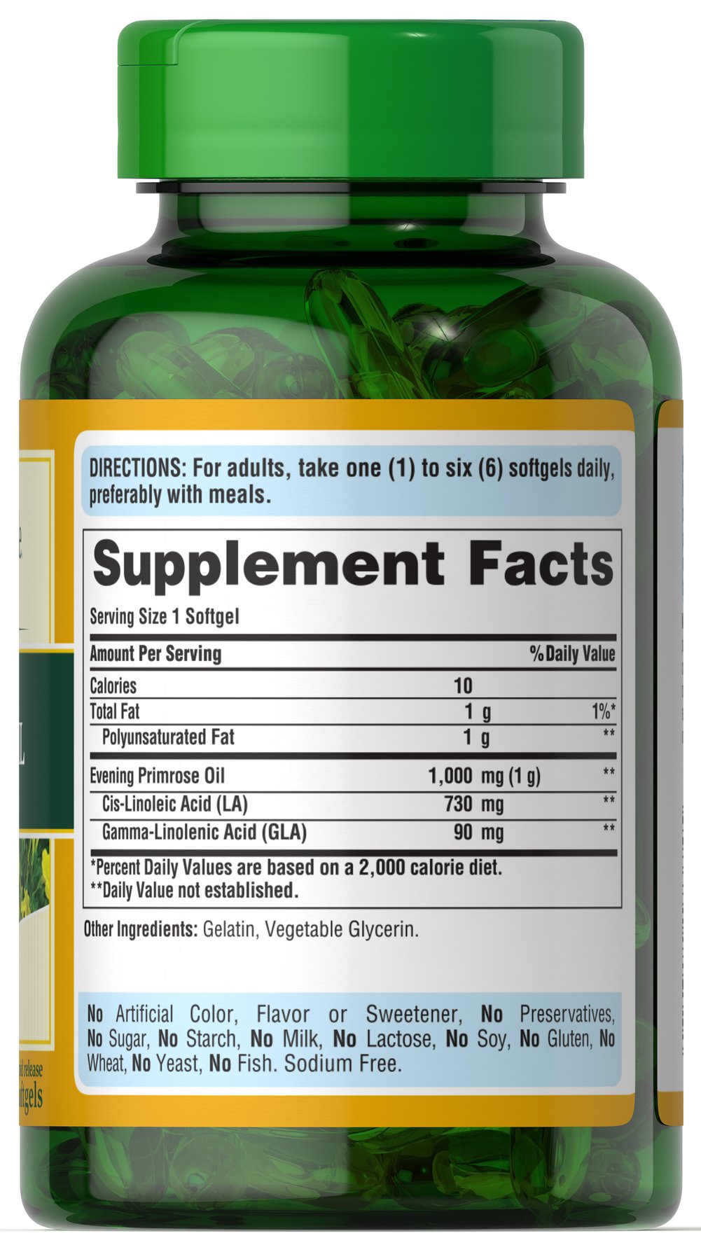 Puritan's Pride Evening Primrose Oil 1000 mg with GLA 1000 mg / 120 Softgels / Item #007374