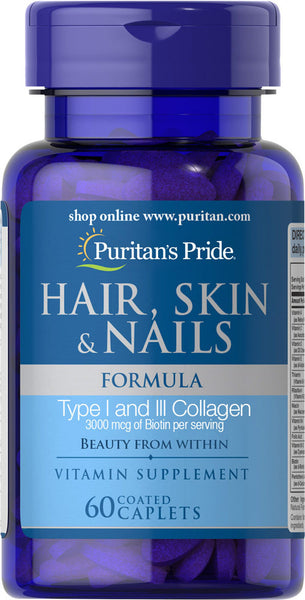 Puritan's Pride Hair, Skin & Nails Formula 60 Caplets / Item #007580 - Puritan's Pride Singapore
