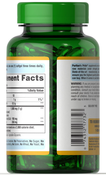 Puritan's Pride Borage Oil 1000 mg / 100 Softgels / Item #007732