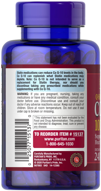 Puritan's Pride Co Q-10 100 mg / 240 Softgels / Item #015137