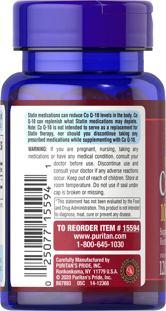 Puritan's Pride  Co Q-10 100 mg / 120 Softgels / Item #015594