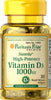 Puritan's Pride Vitamin D3 25 mcg (1000 IU) Trial Size / 30 Softgels / Item #015604