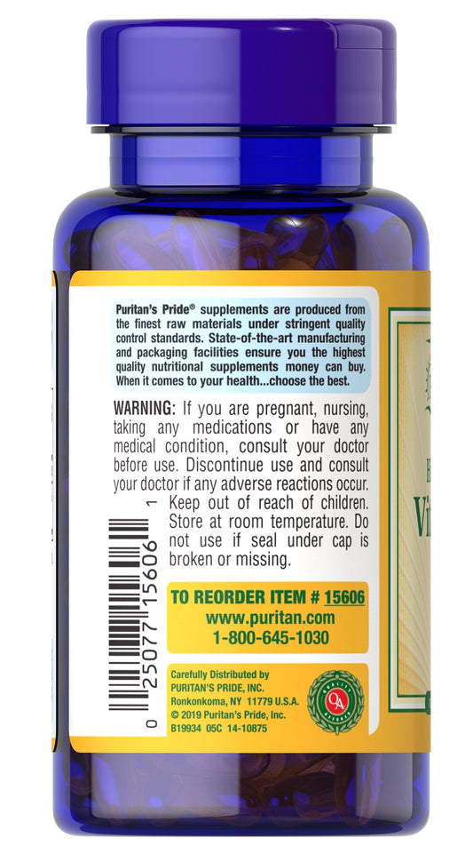 Puritan's Pride Vitamin D3 1000 IU / 200 Softgels / Item #015606