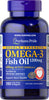 Puritan's Pride Double Strength Omega-3 Fish Oil 1200 mg/600 mg Omega-3 1200 mg / 180 Softgels / Item #017132