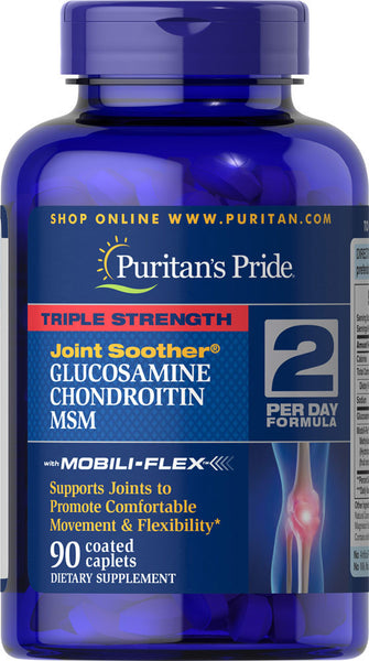 Puritan's Pride Triple Strength Glucosamine, Chondroitin & MSM Joint Soother® 90 Caplets / Item #017895 - Puritan's Pride Singapore
