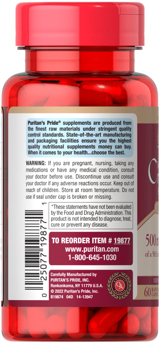 Puritan's Pride One A Day Cranberry 500 mg / 60 Capsules / Item #019877