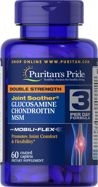 Puritan's Pride Double Strength Glucosamine, Chondroitin & MSM Joint Soother® 60 Caplets / Item #027810