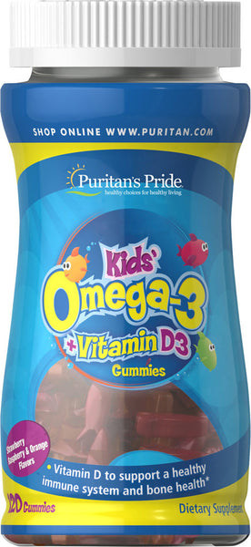 Puritan's Pride Children's Omega 3, DHA & D3 Gummies 120 Gummies / Item #031017