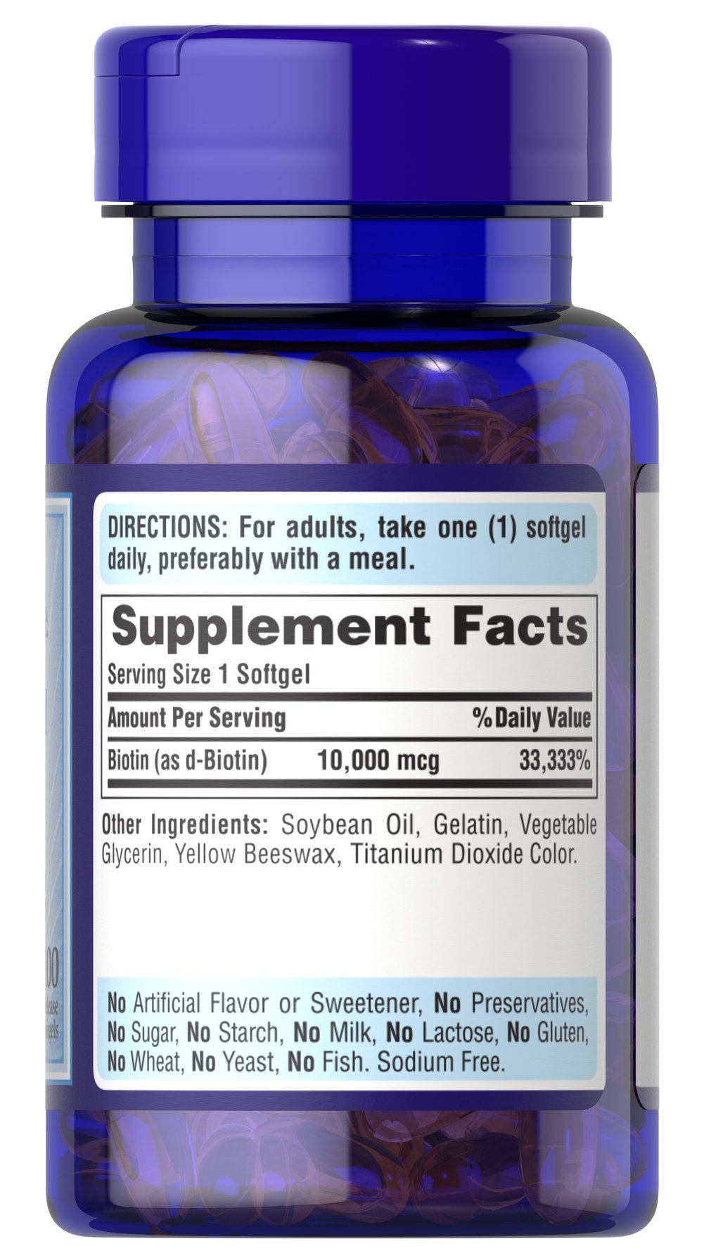 Puritan's Pride Biotin 10,000 mcg / 100 Softgels / Item #051464