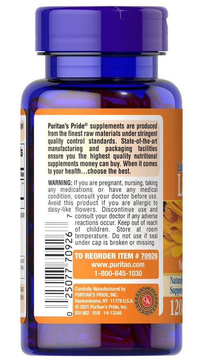 Puritan's Pride Lutein 40 mg with Zeaxanthin 40 mg / 120 Softgels / Item #070926