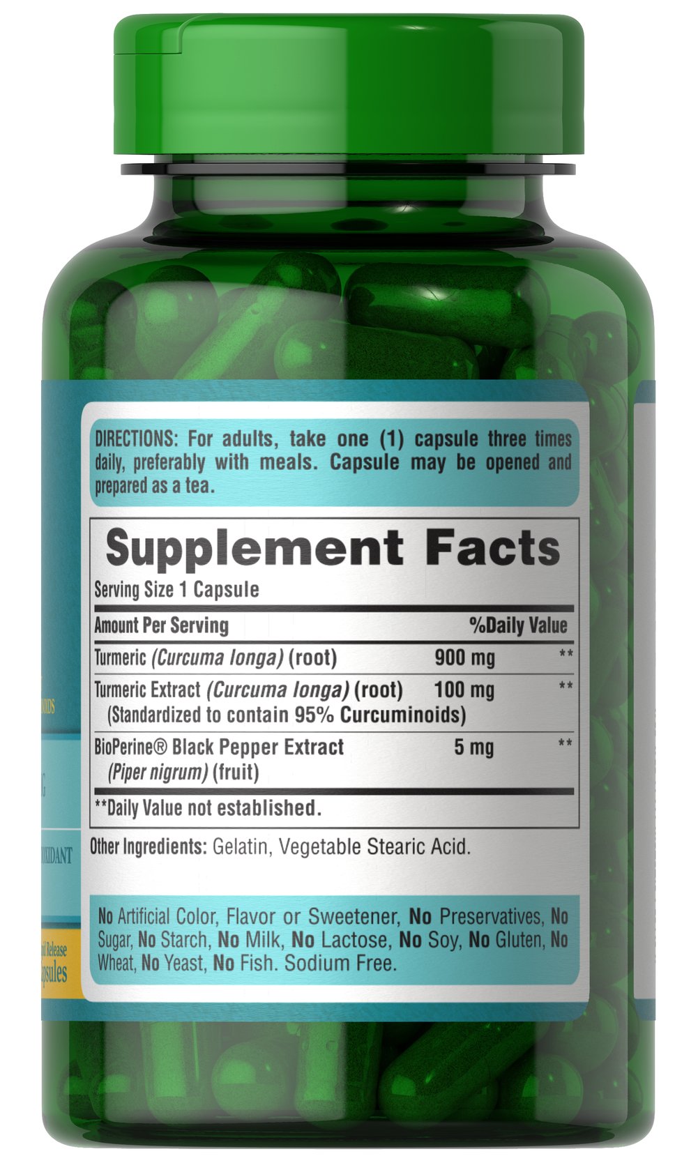 Puritan's Pride Turmeric Curcumin 1000 mg / 60 Capsules / Item #078826