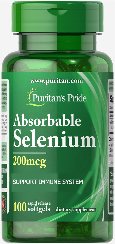 Puritan's Pride Absorbable Selenium 200 mcg / 100 Softgels / Item #015930