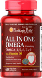 Puritan's Pride All In One Omega 3, 5, 6, 7 & 9 with Vitamin D3 60 Softgels / Item #050073 - Puritan's Pride Singapore
